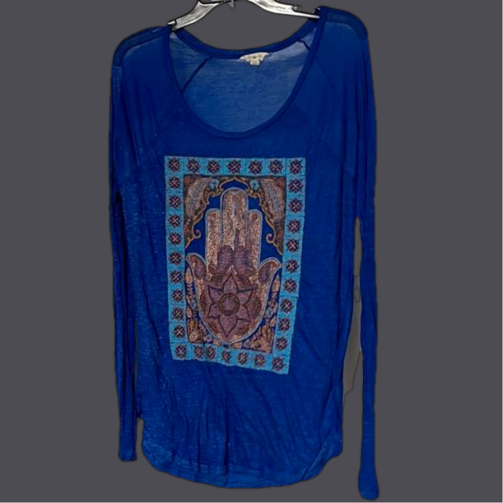 Sheer long sleeve Lucky Lotus shirt M
